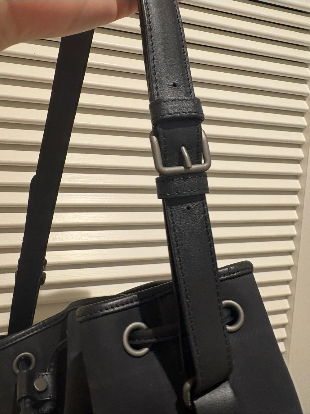 Burberry Black Plaid Bucket Shoulder Bag